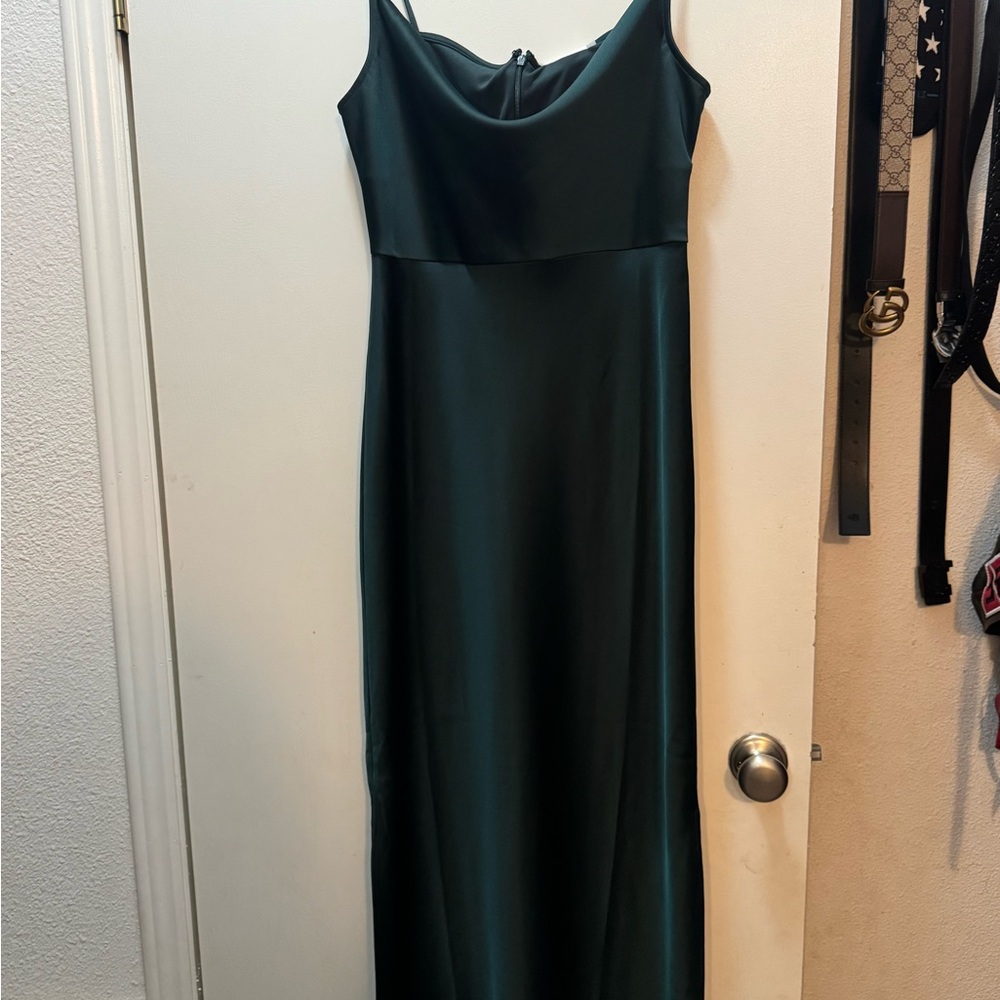 BHLDN Dark Green Cowl Neck Dress